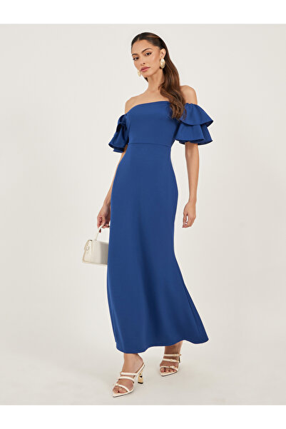 Styli فستان ماكسي حورية البحر سادة بدون أكتاف