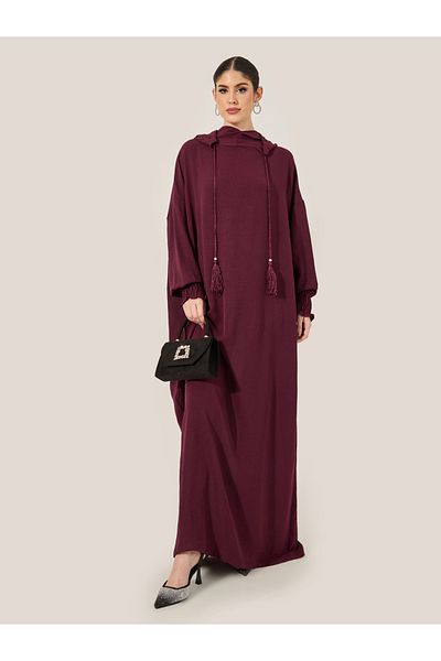 Styli Oversized Hooded Jalabyia with Tassel Detail