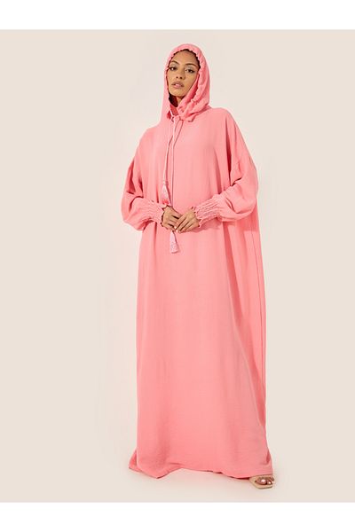 Styli Oversized Hooded Jalabyia with Tassel Detail