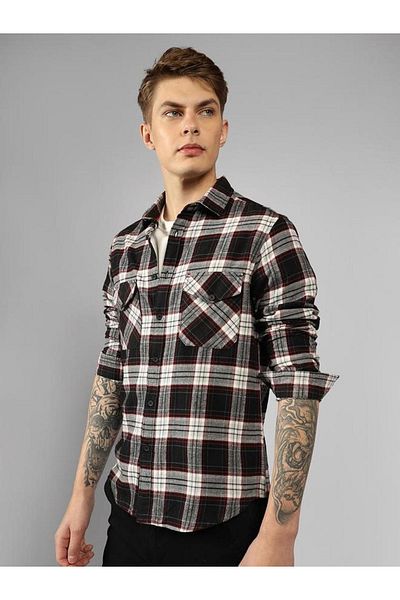 Dennis Lingo By Styli Checked Relaxed Fit Shirt with Pockets
