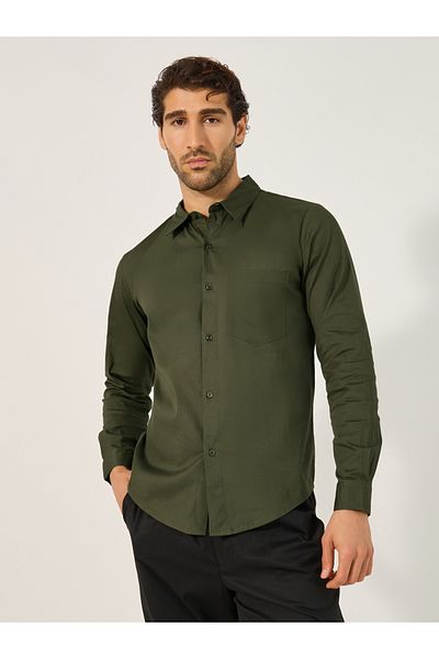 Styli Sim Fit Chest Pocket Spread Collar Shirt