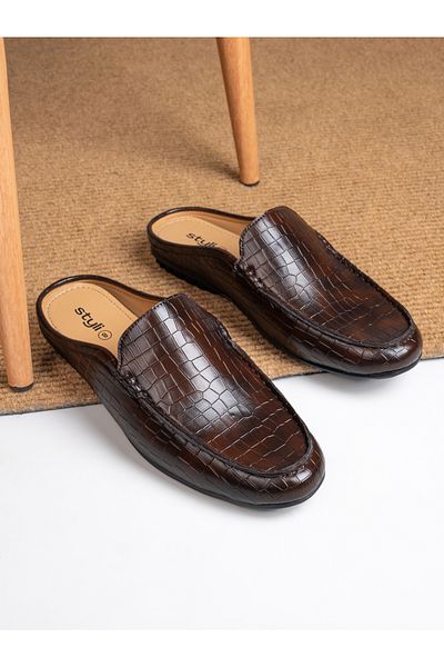 Styli Snake Skin Textured Slip On Mules