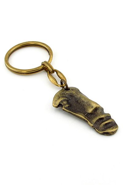 Solfera Half Face Face Face Tumbled Bronze Antique Yellow Metal Keychain Kc260