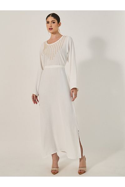 Styli Embellished Round Neck A-Line Jalabyia