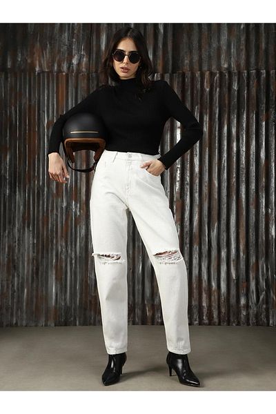 High Star By Styli High Rise Sliced Knee Regular Fit Jeans