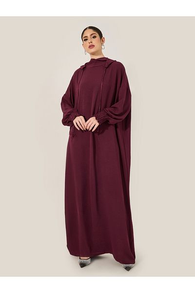 Styli Oversized Hooded Jalabyia with Tassel Detail