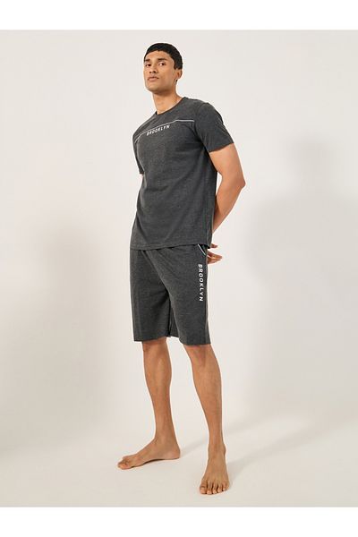 Styli Chest Print Crew Neck T-Shirt and Shorts Set