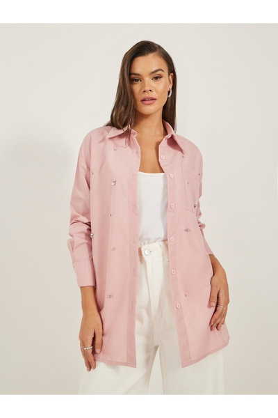 Styli قميص طويل مزخرف كبير الحجم