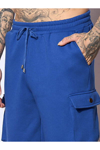 Mascln Sassafras By Styli Blue Utility Pockets Oversized Joggers