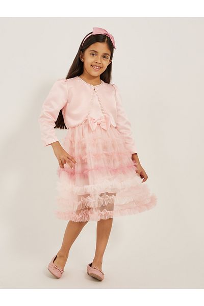 Styli Toddler Girls party dress with shrug