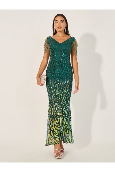 Styli Sequin Sleeveless Mermaid Maxi Dress