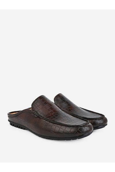 Styli Snake Skin Textured Slip On Mules