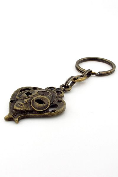 Solfera Venice Festival Mask Persona Yellow Tumbled Antique Metal Keychain Kc243
