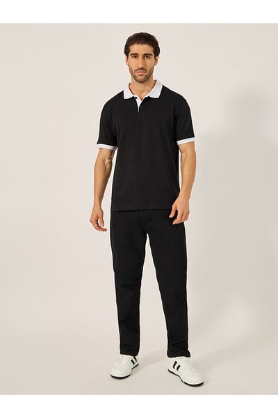 Styli Contrast Tipped Relaxed Fit Polo T-Shirt