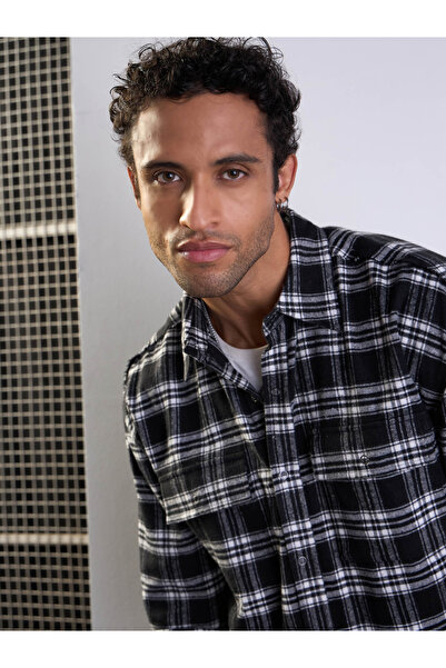 Mascln Sassafras By Styli Checked Raw Edge Hem Oversized Shirt