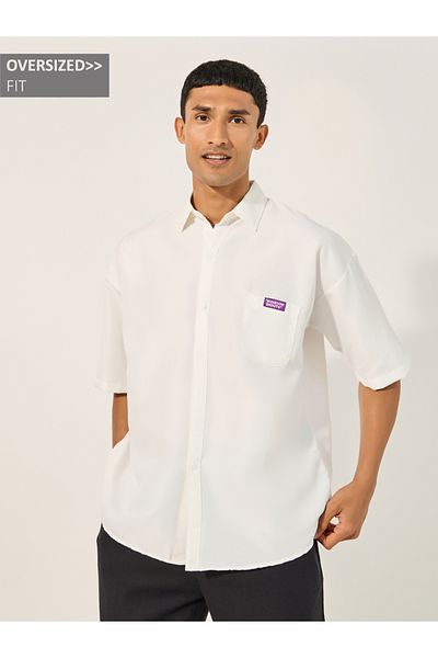 Styli Oversized Button Down Spread Collar Shirt