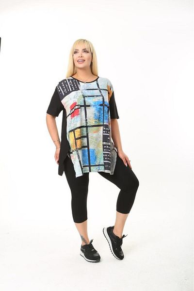 vividbutik Large Size Colorful Printed Stone Tunic