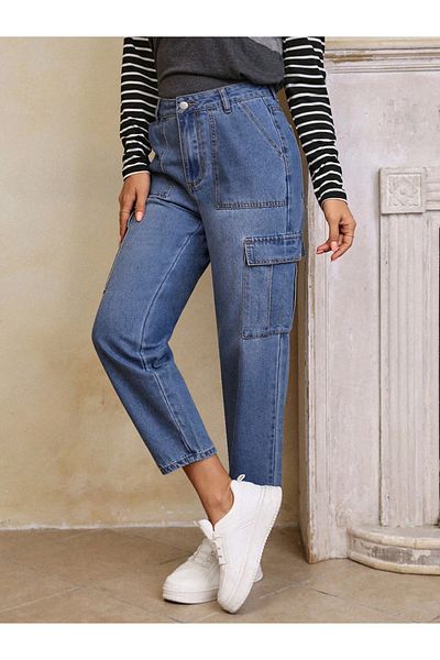 Kotty By Styli High Waist Slim Fit Cargo Jeans