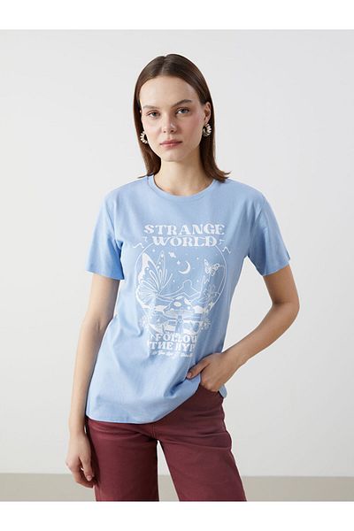 LC Waikiki Tricou de damă cu imprimeu cu decolteu rotund de sezon nou - S5GP22Z8