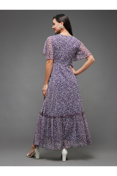 Miss Chase By Styli Floral Print Ruffled Hem A-Line Maxi Dress