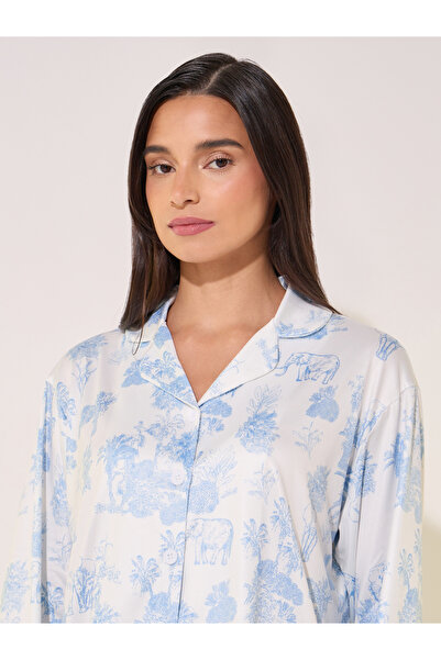 Take Two By Styli All-Over Print Shirt and Pyjama Set
