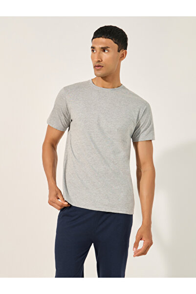 Styli Solid Crew Neck T-Shirt and Printed Waistband Pyjama Set