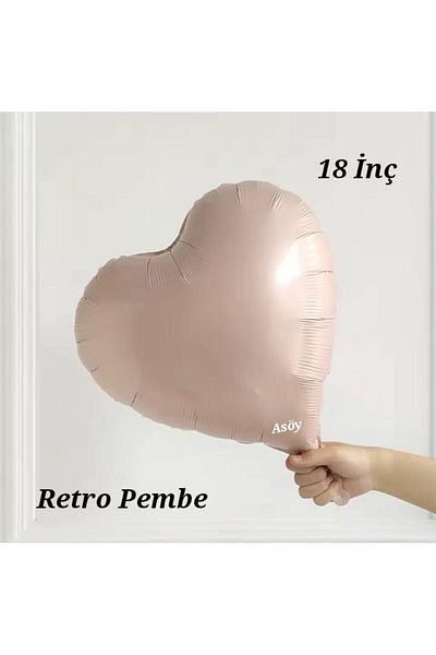 asöy Retro Pink Soft Color Heart Foil Balloon 18 Inch 45 cm 1 Piece