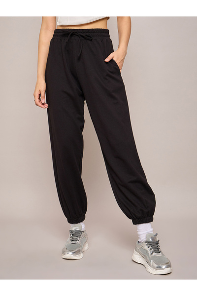 Sassafras By Styli Solid Terry Baggy Joggers with Elasticated Waist