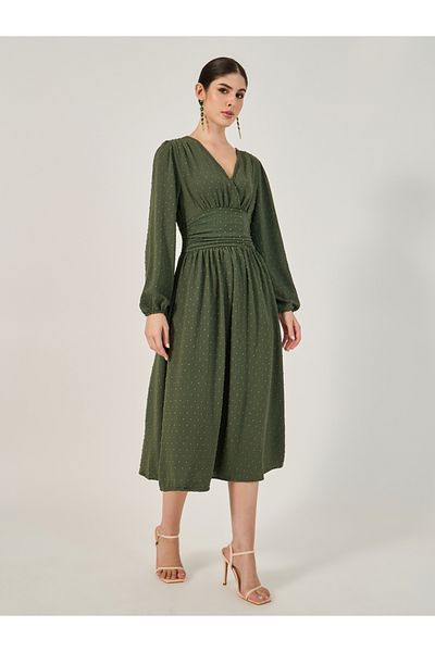 Styli Print Long Sleeves A-Line Midi Dress