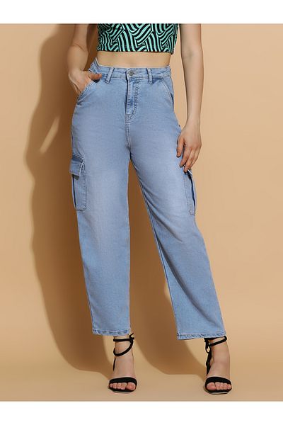 Kotty By Styli Mid Rise Straight Fit Cargo Jeans