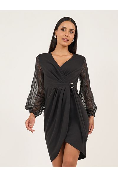 Styli Solid Pleated Sheath Knee Length Dress
