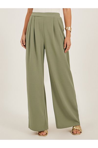 Luxewave By Styli Solid Pleated Straight Leg Pants
