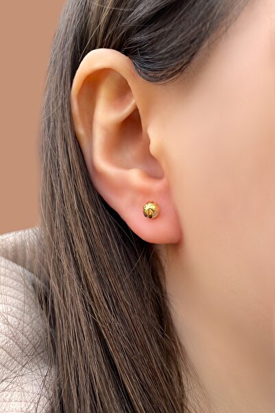 Altınaşkı Fırfır Top Altın Küpe