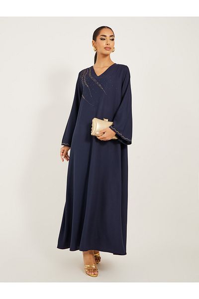Styli Embellished V-Neck A-Line Jalabyia