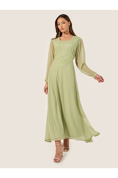 Styli Embellished Square Neck A-Line Jalabyia