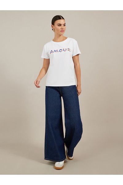 Styli Embroidered Slogan Round Neck T-Shirt