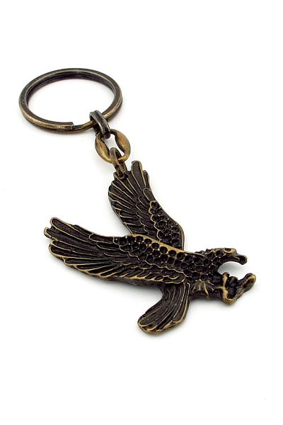 Solfera Eagle Predator Bird Hunter Tumbled Bronze Antique Yellow Metal Key Chain Kc259