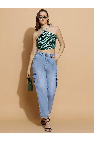 Kotty By Styli Mid Rise Straight Fit Cargo Jeans
