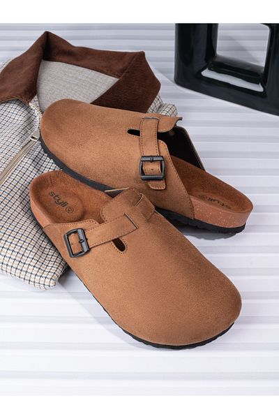 Styli Suede Clogs with Buckle Detail