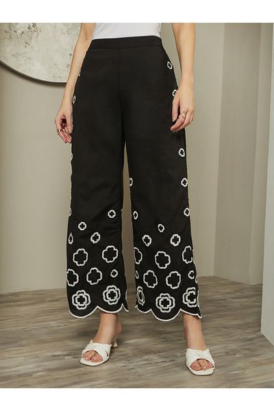 Styli Schiffli Design Wide Leg Pants