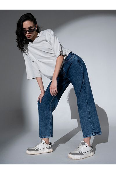 Hubberholme By Styli High Rise Mid Wash Regular Fit Jeans