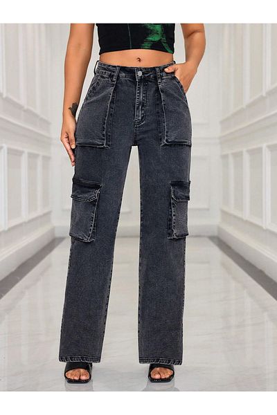Kotty By Styli High Rise Straight Leg Cargo Jeans