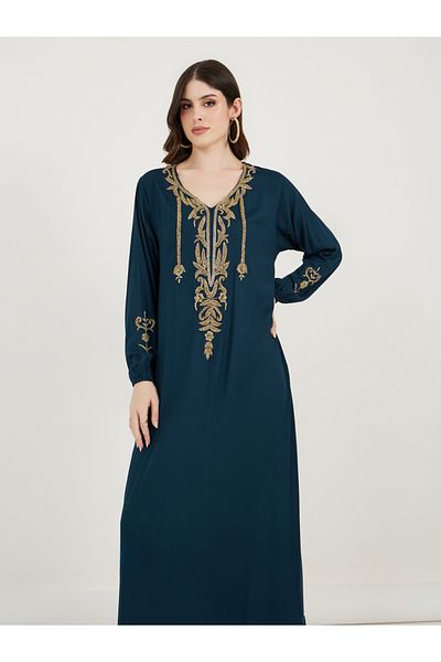 Maxim Creation By Styli V Neck Rayon Kaftan with Beaded Handwork