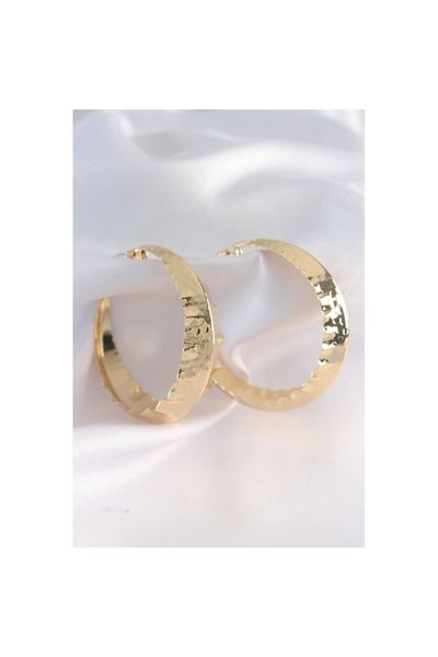 Skygo Brass Gold Color Leaf Patterned Hoop Earrings - Tj-Bkp8921