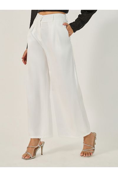 Styli High Rise Wide Leg Pants with Belt Loop Detail