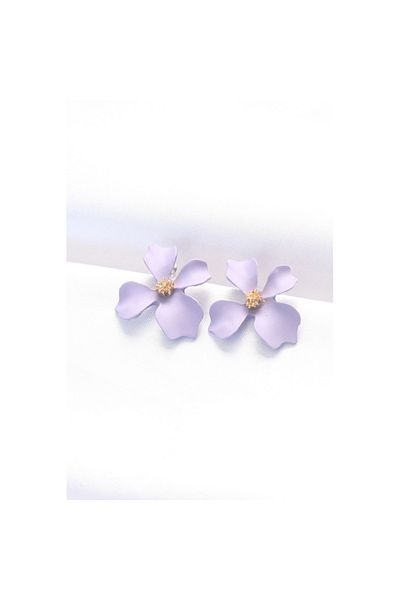 Skygo Lilac Color Stone Flower Earrings - Tj-Bkp8859