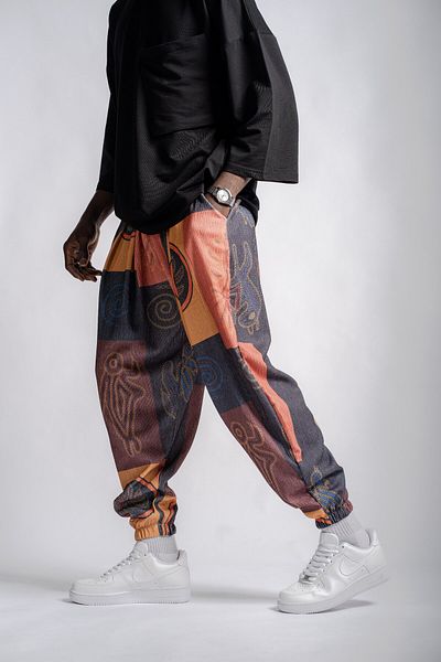 Superbluemexico Unisex Impact Pattern Summer Wrapped Baggy Trousers
