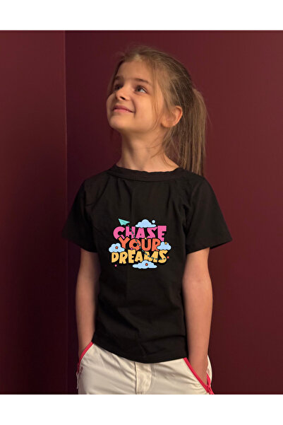 pxm تي شيرت للأطفال Chase Your Dreams مكتوب 100% من القطن الحقيقي 24/1 Suprem...