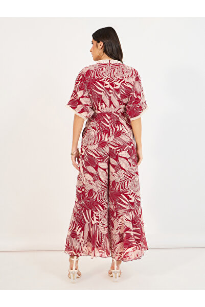 Styli Wide Leg Front Wrap Floral Print Jumpsuit