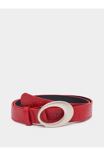 Styli Oval Buckle Textured Belt
